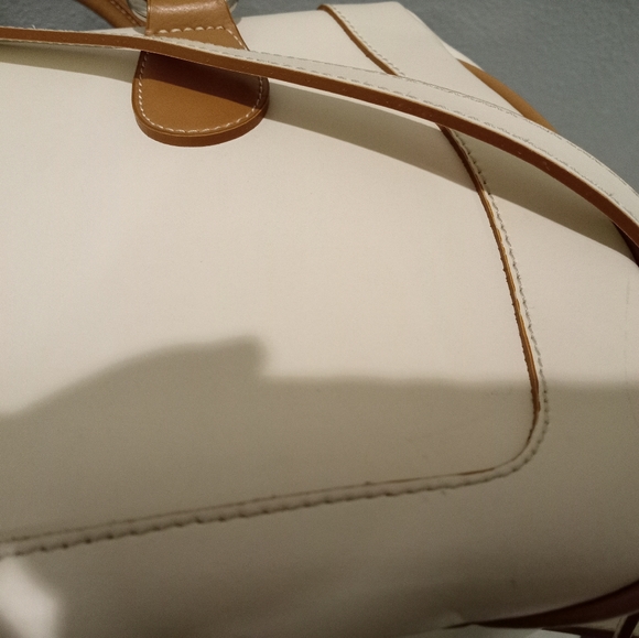 Nardelli ivory and camel leather crossbody bowler Boston bag - Picture 7 of 12